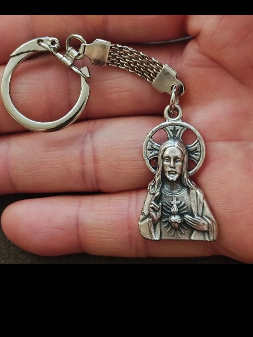 1960s/70s Sacred Heart of Jesus Pewter Keychain
